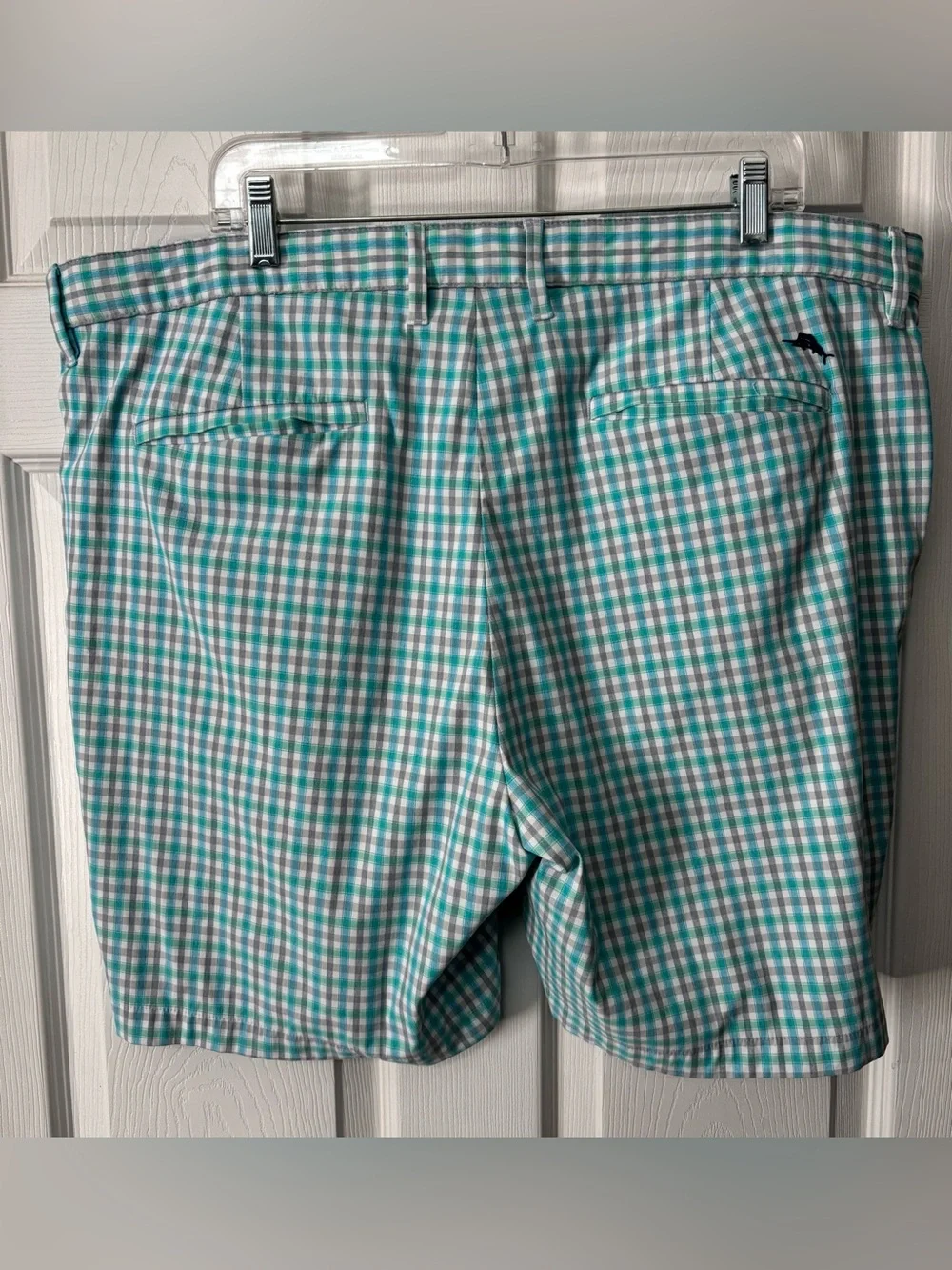 Tommy Bahama Top Deck Check Shorts Performance Stretch Blue Plaid Men's 42